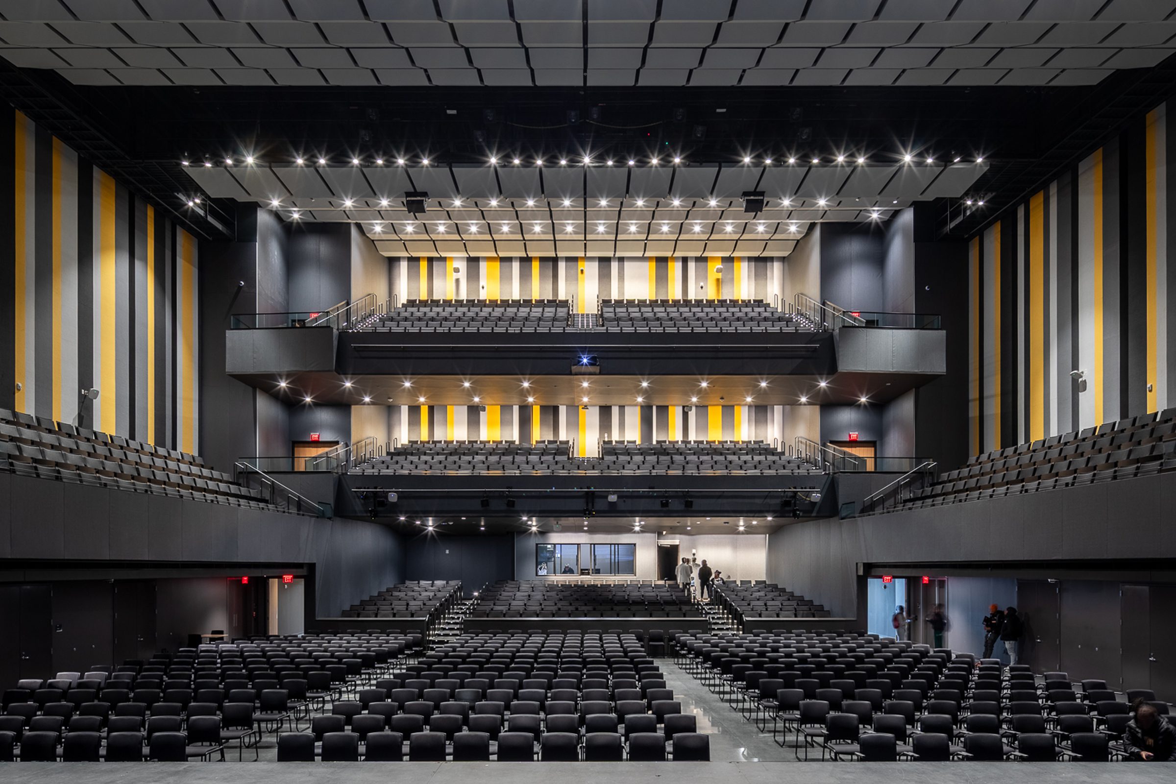 Acoustic ceiling treatment in a large-volume space